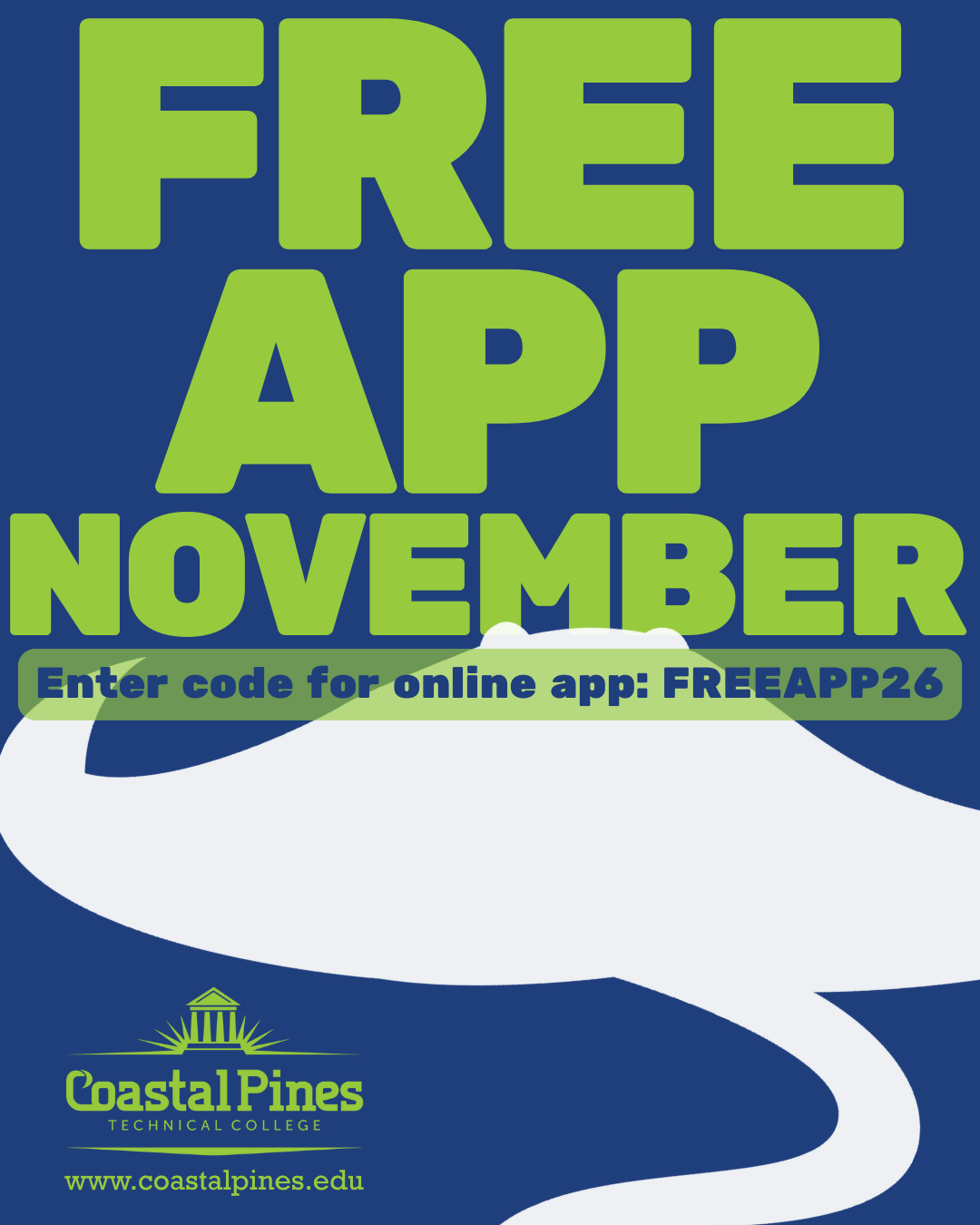 Click to Read Coastal Pines Technical College Announces Free Application Month in November Photo for Coastal Pines Technical College Announces Free Application Month in November