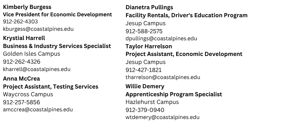 Staff Contact Information graphic